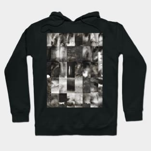 Abstract Minimal Black Watercolour Mosaic Collage. Hoodie